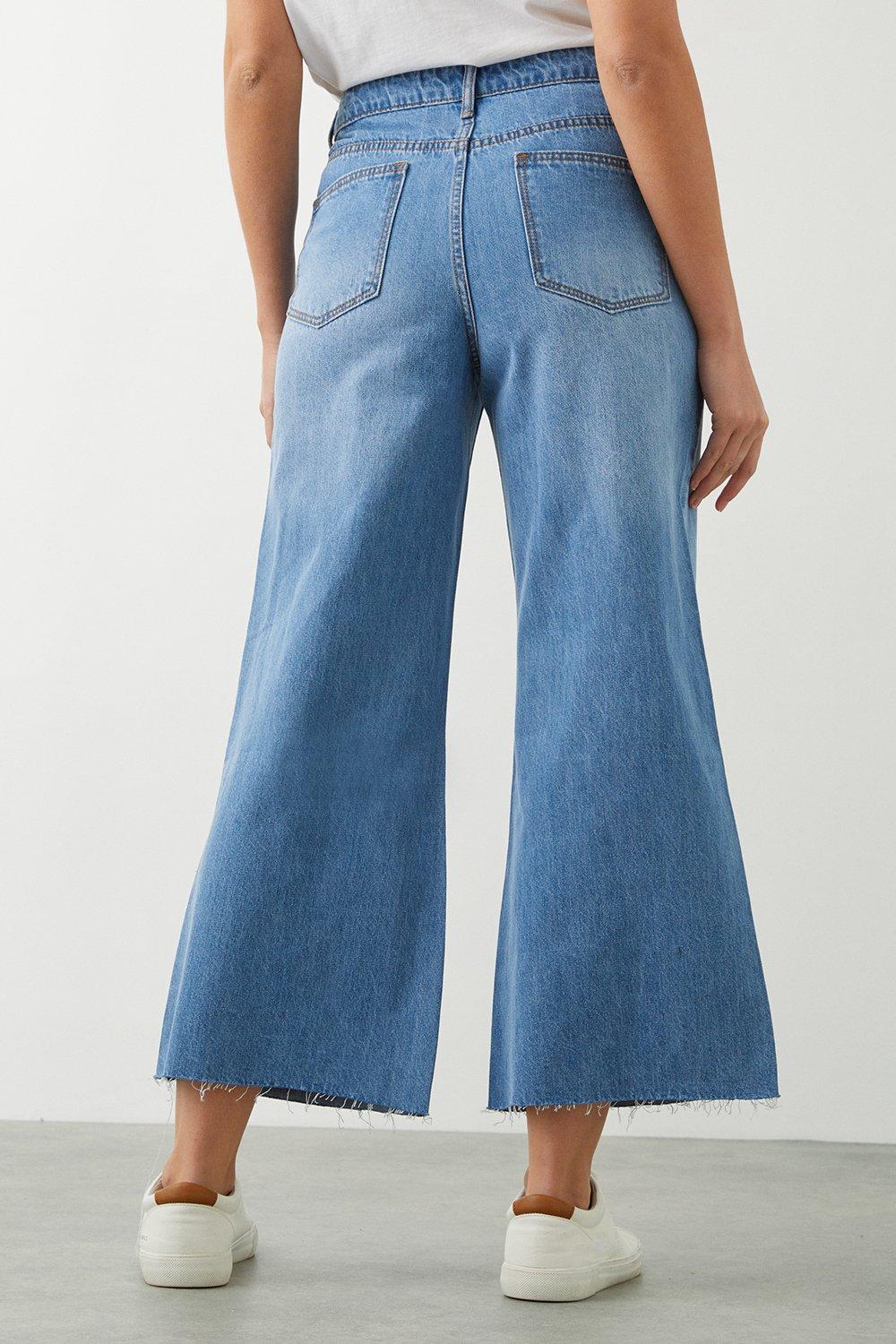 High waist cropped 2024 wide leg jeans